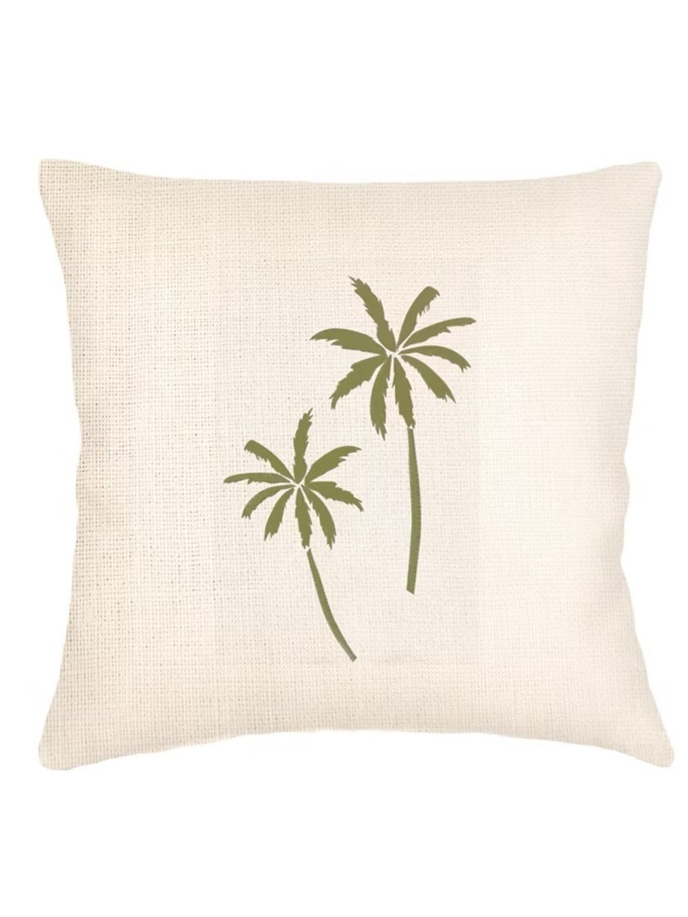 Palm Breeze Embroidered Linen Pillow 20”x20”/ Down Alternative - NWT